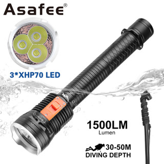 ไฟฉายดําน้ํา XHP70 LED 2500LM 8 เกียร์ แบตเตอรี่ 26650 กันน้ํา สําหรับดําน้ํา