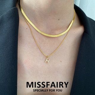 Missfairy สร้อยคอสเตนเลส 18K สองชั้น ป้องกันสนิม เครื่องประดับ สําหรับผู้หญิง