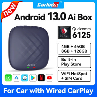 Carlinkit CarPlay Ai กล่องทีวีไร้สาย Android13 8+128GB QCM 8-Core 665 6125 Android YouTube Netflix IPTV 4G LTE