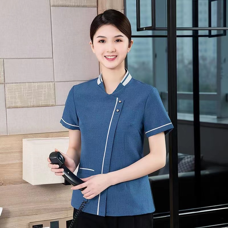 ชุดยูนิฟอร์ม PA แขนสั้น เหมาะกับใส่ทํางาน ทําความสะอาดห้องโรงแรม แฟชั่นฤดูร้อน สําหรับผู้หญิง