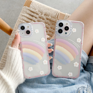 เคสโทรศัพท์มือถือ แบบใส กันกระแทก สีรุ้ง สําหรับ iPhone 14promax 14 13 13promax 12 11 X