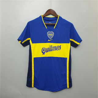 เสื้อกีฬาแขนสั้น ลายทีมชาติฟุตบอล Boca Juniors 2001 ชุดเหย้า สไตล์เรโทร