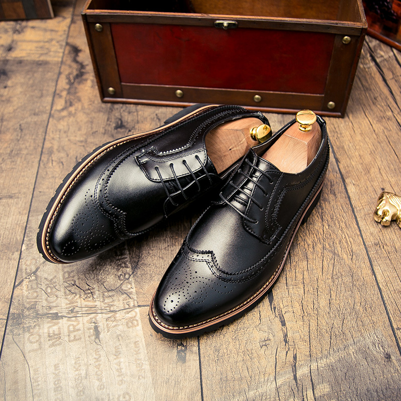 รองเท้าแพลตฟอร์ม ผ้าออกซ์ฟอร์ด แบบผูกเชือก คุณภาพสูง สวมใส่สบาย เหมาะกับงานแต่งงาน สําหรับผู้ชาย