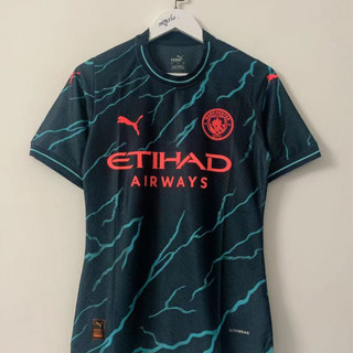 เสื้อกีฬาแขนสั้น ลายทีมชาติฟุตบอล Man City Third away 23 24 FANS ISSUE ไซซ์ S-4XL ชุดเยือน สําหรับผู้ชาย