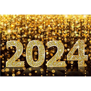 7x5 ฟุต 2024 Happy New Year Backdrop หรูหรา สีทอง เพชร ผ้าม่าน โบเก้ พื้นหลังการถ่ายภาพ สําหรับคริสต์มาส ปีใหม่ เทศกาล ปาร์ตี้ เค้ก โต๊ะ แบนเนอร์ ตกแต่งบ้าน