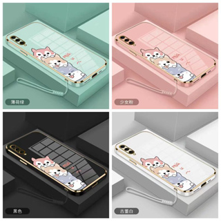 เคส Realme 10 Pro 5G 10 Pro+ 5G 11 11 Pro 11 Pro+ Narzo 60 Pro ขอบตรง 90° การ์ตูน Shiba Inu เคสโทรศัพท์กันกระแทก