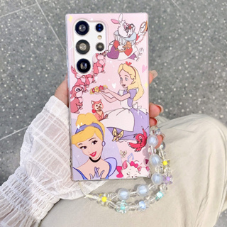 เคสโทรศัพท์มือถือ แบบใส ลายการ์ตูนเจ้าหญิงดิสนีย์น่ารัก พร้อมสายคล้องมือ สําหรับ เคส Samsung Galaxy note10 note20 ultra s20 plus s21 s23 ultra s22 ultra s20 fe s21fe s10 note10 lite 4G 5G case