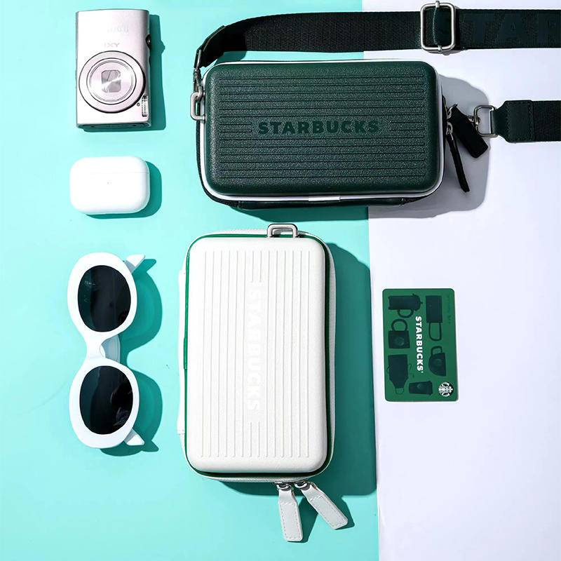 Starbucks กระเป๋าเดินทาง ขนาดเล็ก อเนกประสงค์ สีขาว และสีเขียว