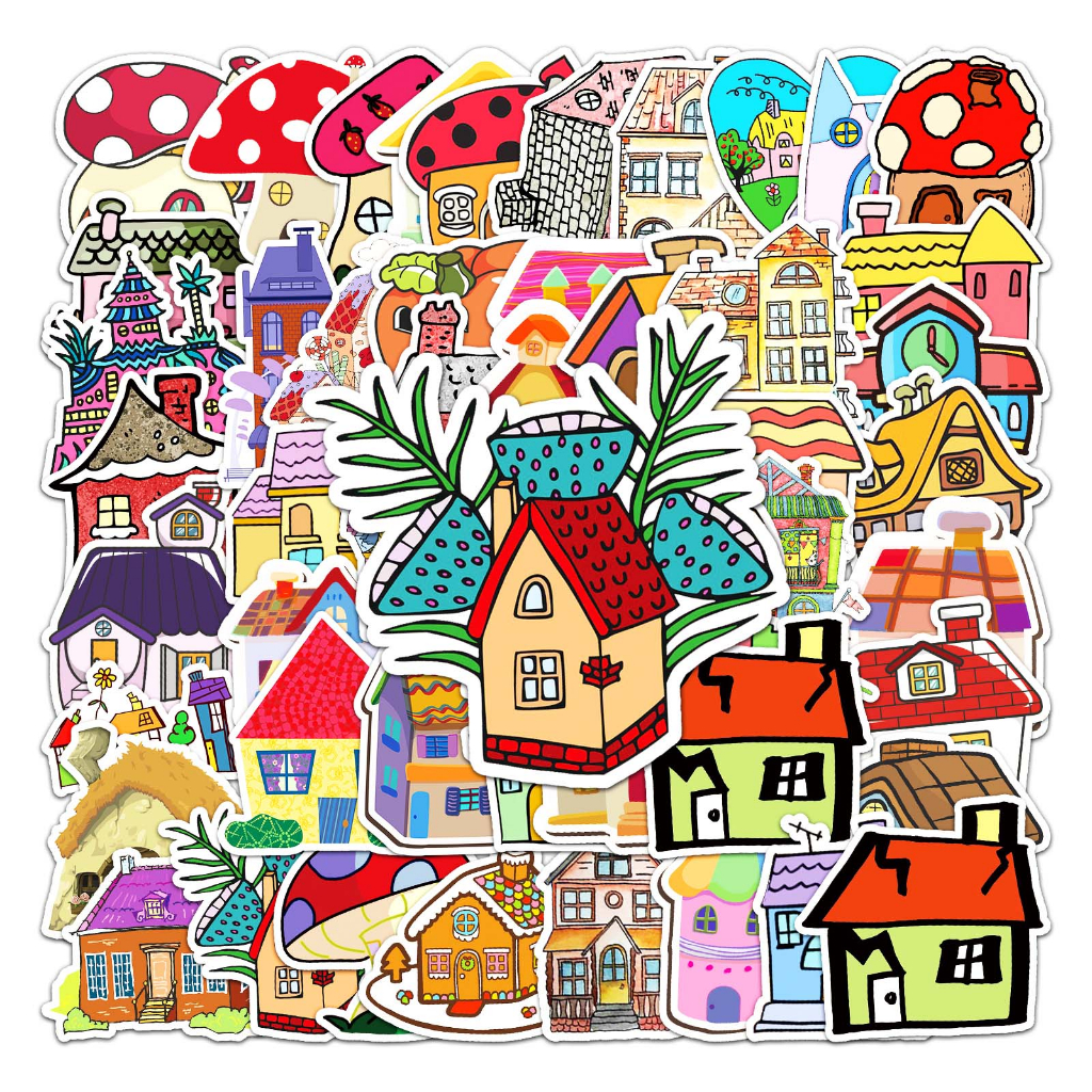 สติ๊กเกอร์สร้างสรรค์บ้านน่ารัก 50 ชิ้น ❉ สําหรับโทรศัพท์/แล็ปท็อป/ถ้วยน้ํา/กีตาร์/หมวกกันน็อค/ขวด/กระเป๋าเดินทาง DIY Decals Doodle สติ๊กเกอร์กันน้ํา