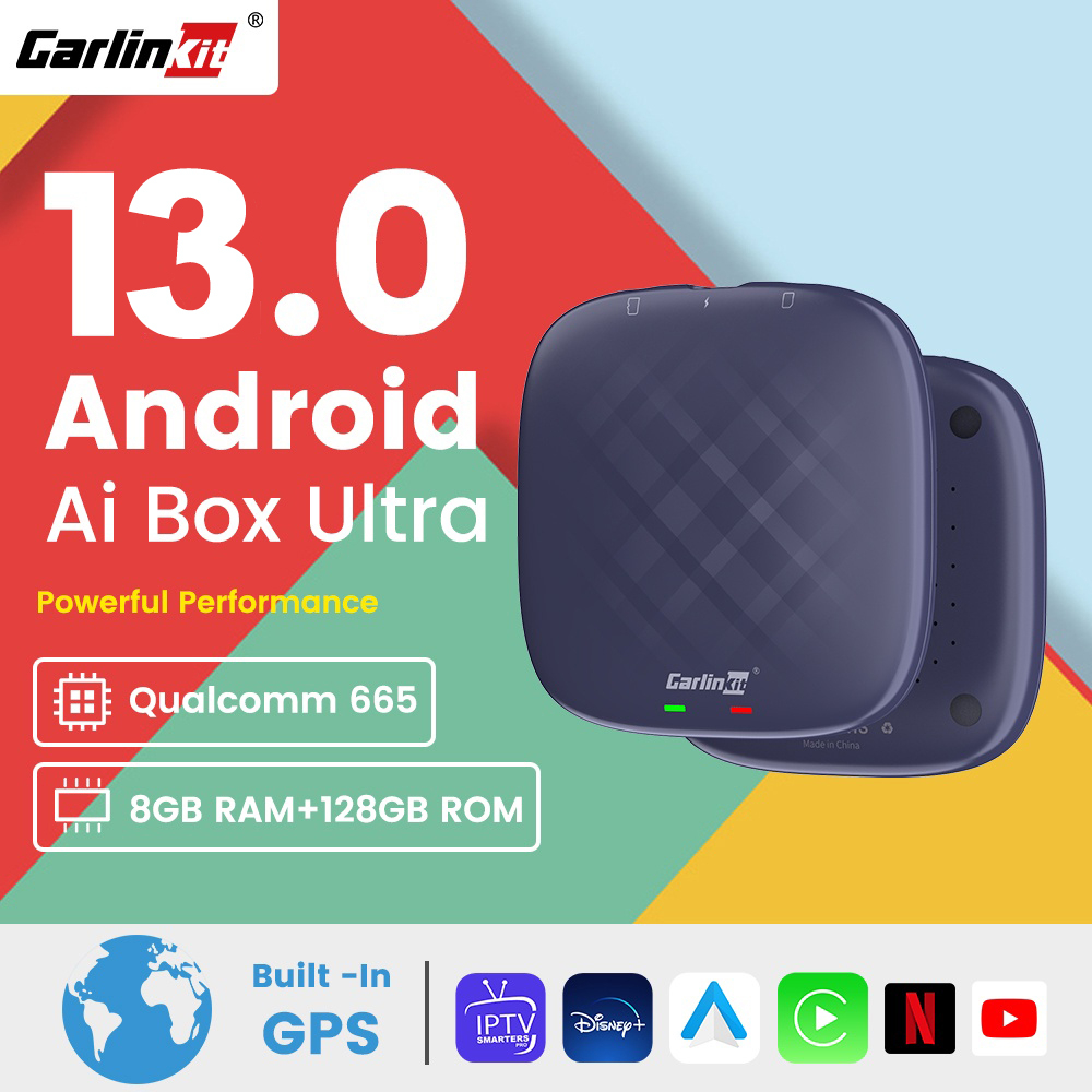CarlinKit CarPlay Ai Box PLUS Android 13 8G + 128G ไร้สาย Android Auto CarPlay Adapter Qualcomm 6125 8 คอร์ Netflix YouTube IPTV 4G LTE
