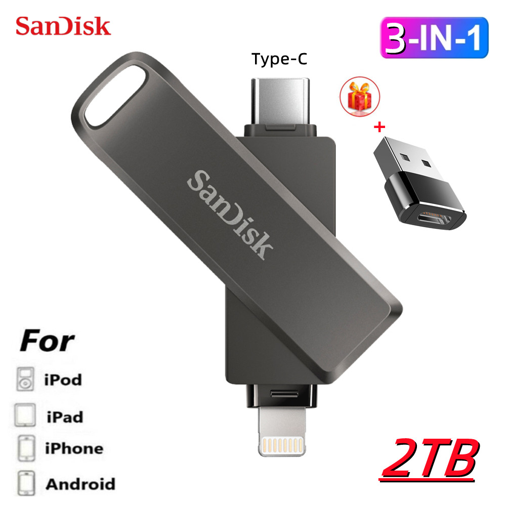 ใหม่ 2TB iXpand แฟลชไดรฟ์ Luxe OTG USB Type C Pendrive/tning แฟลชดิสก์ 512GB 128GB 256GB 128GB หน่วยความจํา Stick 1TB USB โลหะ Pendrive Ligh