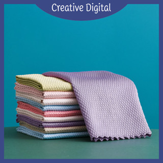 Creative Digital [✨สินค้าใหม่✨] 【ขนาด 25x25 ซม.】ผ้าเช็ดกระจก แก้วต่างๆ   ผ้าเช็ดกระจก ผ้าเช็ดจาน ผ้าขนหนูผืนเล็ก ผ้าอเนกประสงค์ （จัดส่งในสีสุ่ม）