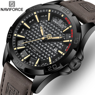 Naviforce นาฬิกาข้อมือควอตซ์แฟชั่น สายหนัง กันน้ํา แสดงวันที่ สําหรับบุรุษ 8023