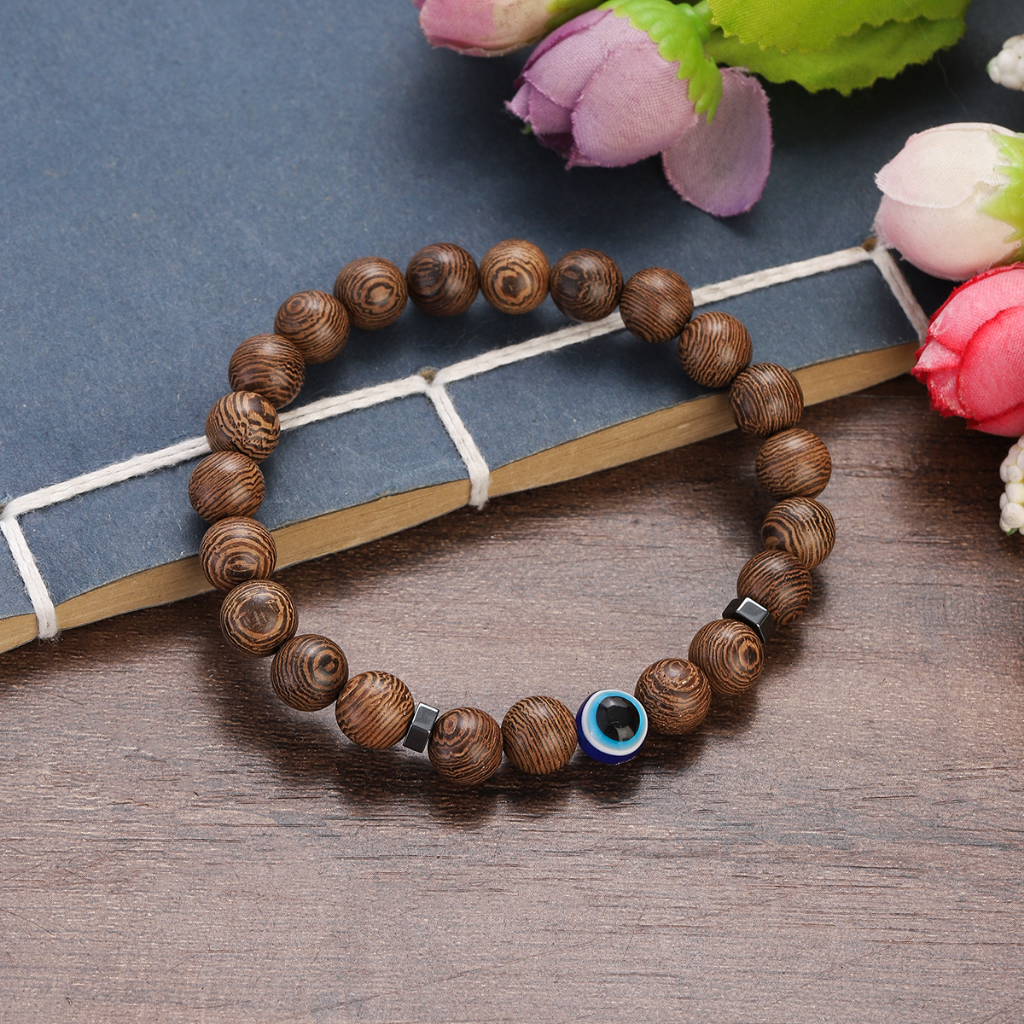สร้อยข้อมือลูกปัดไม้ธรรมชาติ หินเทอร์ควอยซ์ สีฟ้า 8 มม. นําโชค เครื่องประดับ ของขวัญ สําหรับผู้ชาย และผู้หญิง 2023