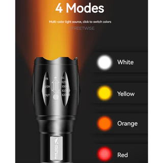 Smiling Shark SD1003 ไฟฉาย Led สว่างมาก RGB สีขาว สีเหลือง สีส้ม สีแดง สีฟ้า สีเขียว สีม่วง พร้อมขาตั้งกล้อง ชาร์จ USB ซูมได้