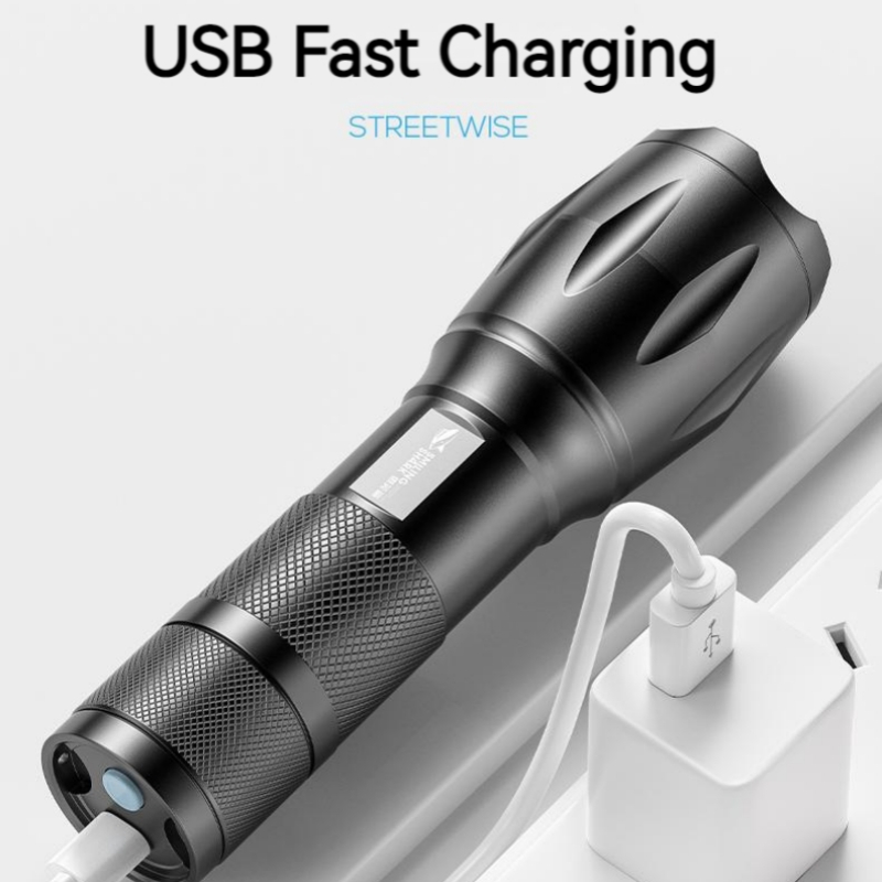 Smiling Shark SD1003 ไฟฉาย Led สว่างมาก RGB สีขาว สีเหลือง สีส้ม สีแดง สีฟ้า สีเขียว สีม่วง พร้อมขาตั้งกล้อง ชาร์จ USB ซูมได้ - รูปที่ 5