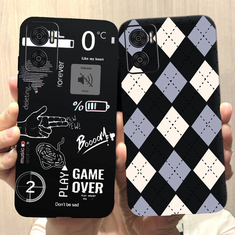 เคสโทรศัพท์มือถือ ซิลิโคนนิ่ม ลายภาพวาดหัวใจ สีดํา สําหรับ Motorola MOTO e22 E22i 2023 MotoE 22 e22 