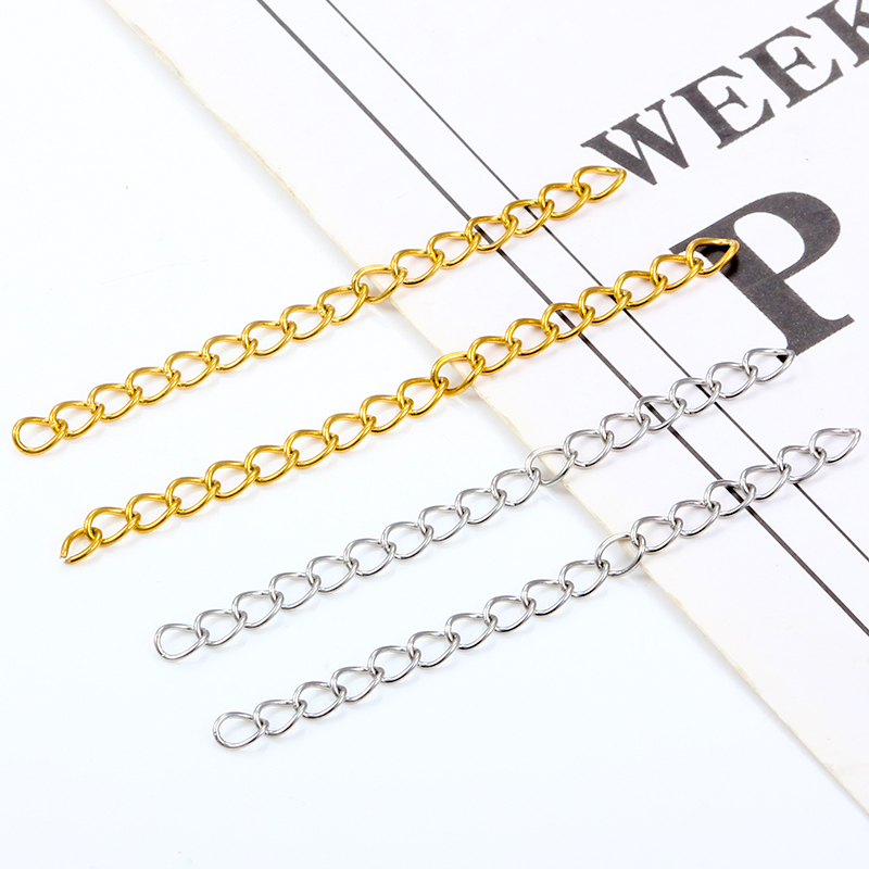 5pcs สแตนเลส 5 ซม.เชื่อม Extension Chain Gold สร้อยคอสร้อยข้อมือ Extender หางโซ่สําหรับ DIY เครื่องประดับทําอุปกรณ์
