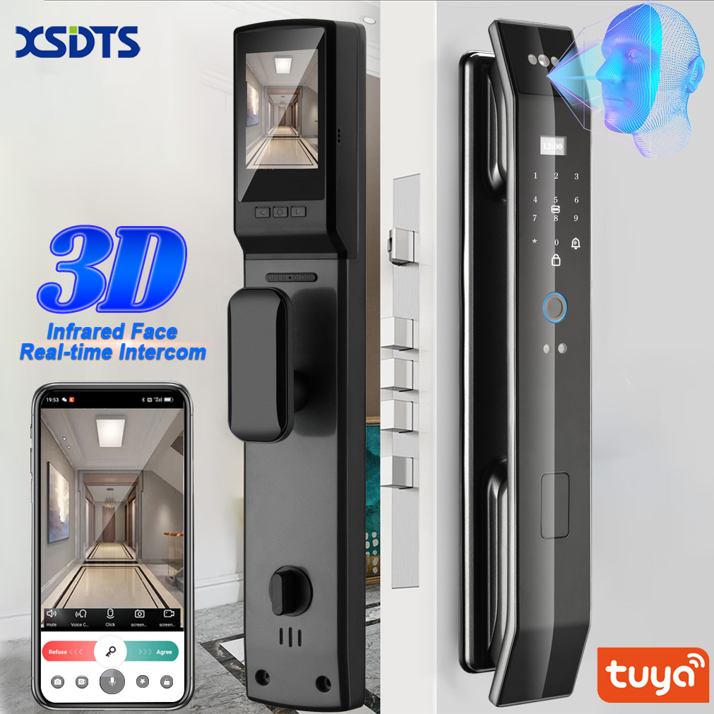 XSDTS ประตูดิจิตอล Digital door lock กลอนประตูดิจิตอล Smart lock สมาร์ล็อค 3D face recognition มีกล้อง และมี Tuya กล้องอินเตอร์คอมอัจฉริยะ รุ่น