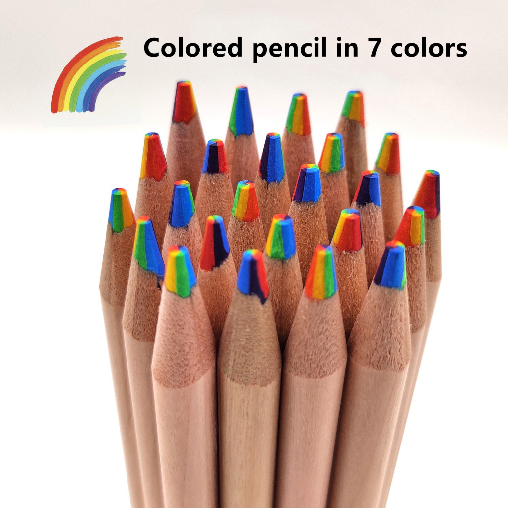 7สีแกนสายรุ้งปากกาหลายสีแกนไล่โทนสีดินสอสีที่มีสีสันสร้างสรรค์ผสมสีเมจิกดินสอสี