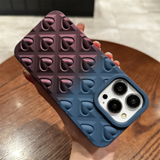 【3D heart shape/TPU soft/Blue】เคส compatible for iPhone 11 12 13 14 pro max case