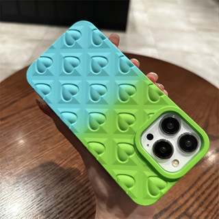 【3D heart shape/TPU soft/Green】 เคส compatible for iPhone 11 12 13 14 pro max case