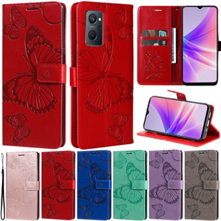 เคสโทรศัพท์หนัง PU นิ่ม ฝาพับ ลายผีเสื้อ พร้อมช่องใส่บัตร ตั้งได้ สําหรับ Oppo A96 4G A76 A36 K10 4G Reno7 4G Realme 9i Realme 9 Pro