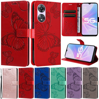 เคสโทรศัพท์หนัง PU นิ่ม ฝาพับ ลายผีเสื้อ พร้อมช่องใส่บัตร ตั้งได้ สําหรับ Oppo A17 A78 5G A17 K Realme 10 Realme C33 Realme 9i 5G Realme 10 Pro