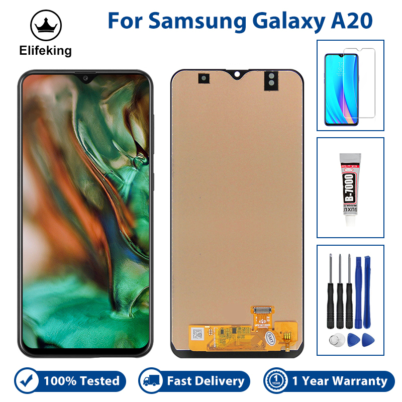 LCD สําหรับ Samsung Galaxy A20 A205 SM-A205F A205G จอแสดงผล Touch Screen Digitizer Assembly Replacem