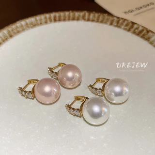 DREJEW ต่างหูเพทาย 18K ประดับไข่มุก สไตล์ฝรั่งเศส ย้อนยุค หรูหรา เรียบง่าย ใช้แล้วไม่แพ้ สําหรับผู้หญิง