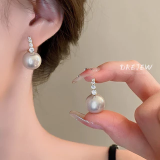 DREJEW ต่างหูเพทาย 18K ประดับไข่มุก สไตล์ฝรั่งเศส ย้อนยุค หรูหรา เรียบง่าย ใช้แล้วไม่แพ้ สําหรับผู้หญิง