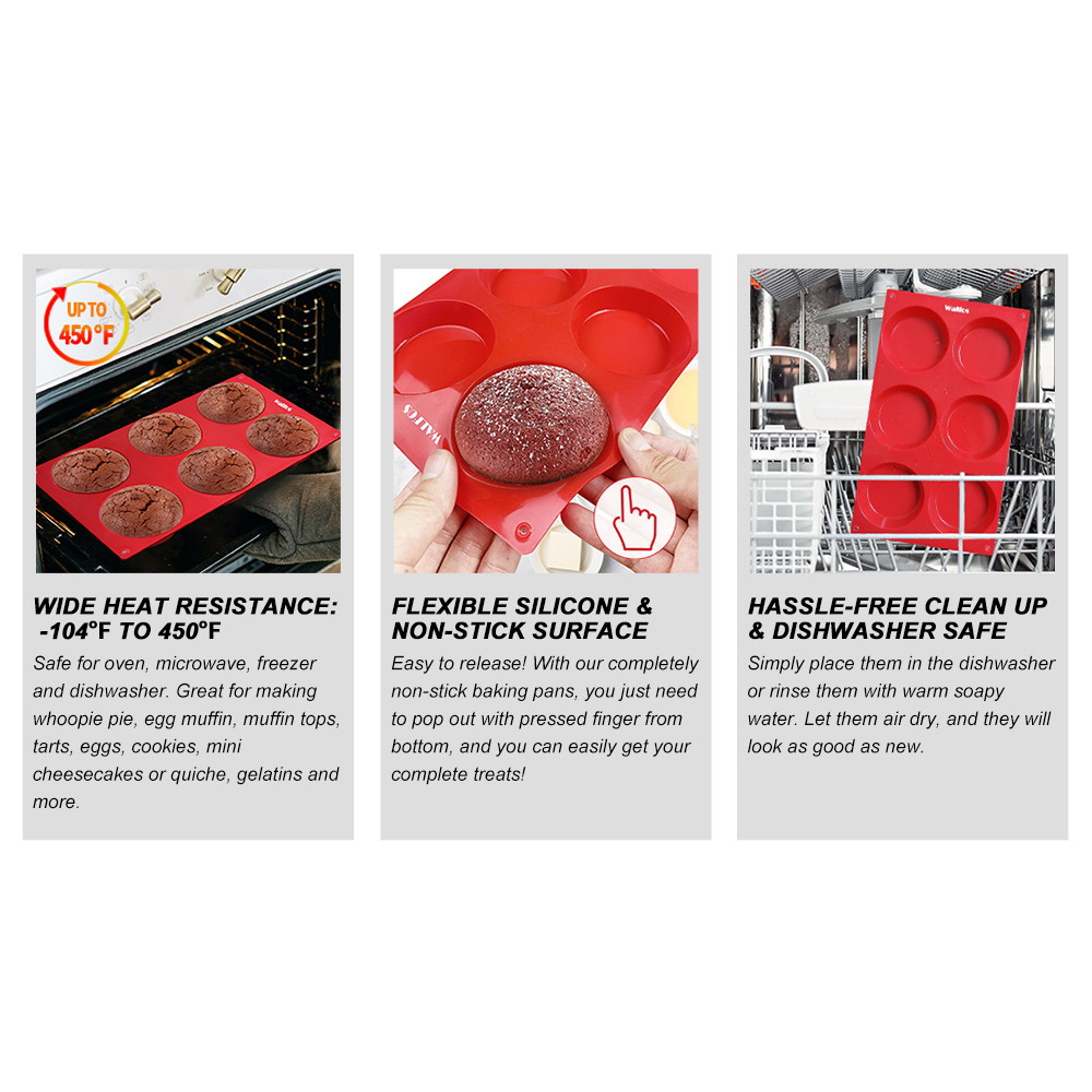 Walfos แม่พิมพ์ซิลิโคน เกรดอาหาร ปลอด BPA ไม่ติดผิว สําหรับทํามัฟฟิน พาย ทาร์ต เค้ก และอื่นๆ - รูปที่ 7