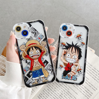 ใหม่ เคสโทรศัพท์มือถือแบบใส กันกระแทก ลายการ์ตูนลูฟี่ One Piece สําหรับ iPhone 14promax 14 13 13promax 12 11 X