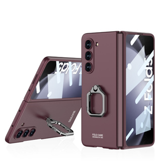 เคสโทรศัพท์มือถือ แบบบางพิเศษ พร้อมแหวนนิ้ว สําหรับ Samsung Galaxy Z Fold 5 ZFold5