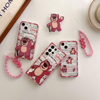 เคสโทรศัพท์มือถือ ลายการ์ตูนหมี สตรอเบอร์รี่น่ารัก พร้อมสายคล้องมือ สําหรับ เคส Samsung Galaxy note10 note20 ultra s20 plus s21 s23 ultra s22 ultra s20 fe s21fe s10 note10 lite 4G 5G case