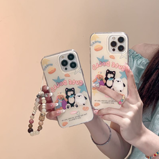 เคสป้องกันโทรศัพท์มือถือ แบบแข็ง ลายการ์ตูนแมว สีน้ําตาล มีสายโซ่คล้อง สําหรับ Apple iPhone 14Pro max case 13Pro max 12Pro max 14Pro 13Pro 12Pro 11 12 13 14 case