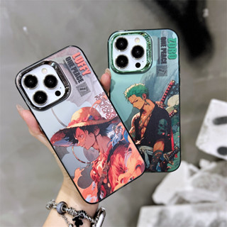 เคสโทรศัพท์มือถือแบบใส ลายวันพีช ลูฟี่ ซาวรอนน่ารัก สีเงิน สําหรับ iPhone 13 Pro Max 11 12 13 14 Pro Max 14