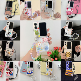 เคสโทรศัพท์มือถือ PC แข็ง ฝาพับ กันตก ลายการ์ตูนสัตว์ประหลาดตัวน้อย พร้อมสายคล้องข้อมือ สามชิ้น สําหรับ OPPO Find N2