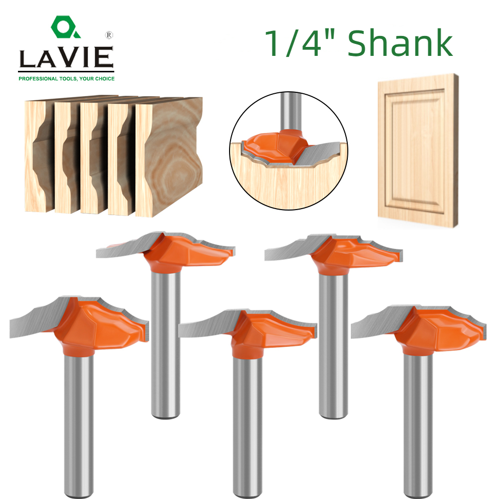 LAVIE 1PC 6.35 มม.Shank Milling เครื่องตัดไม้แกะสลักกรอบประตู Router Bit สําหรับไม้คาร์ไบด์ Lassical ประตูตู้ Bits งานไม้