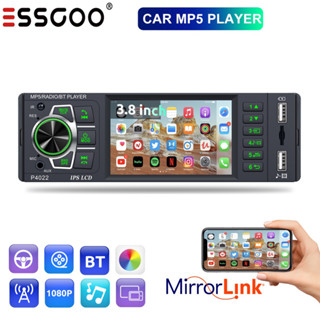 Essgoo เครื่องเล่นมัลติมีเดีย MP5 วิทยุ FM USB TF AUX บลูทูธ 3.8 นิ้ว 1 Din สําหรับรถยนต์