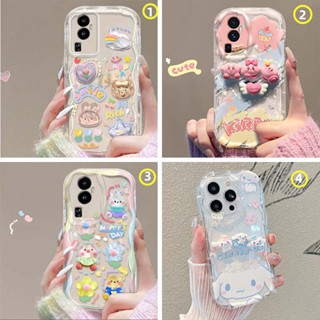 เคส OPPO Reno 10 Pro เคส OPPO Reno10 5G เคส OPPO Reno 10 8T 8Z 7Z Pro Plus 5G เคส เคสโทรศัพท์มือถือแบบใส ขอบครีม กันกระแทก ลายตุ๊กตาสามมิติ สําหรับ