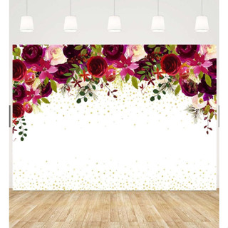 ภาพพื้นหลัง ลายดอกไม้ สีแดง และสีชมพู ขนาด 200x200 ซม. สําหรับเจ้าสาว งานแต่งงาน งานหมั้น ปาร์ตี้ และอุปกรณ์ประกอบฉาก มีสีขาวและสีทอง