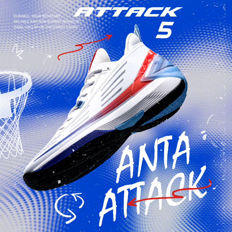 ANTA Attack 5 รองเท้าบาสเกตบอลผู้ชาย สวมใส่สบาย เด้งกลับดี ทนทานต่อการสึกหรอ 112331603
