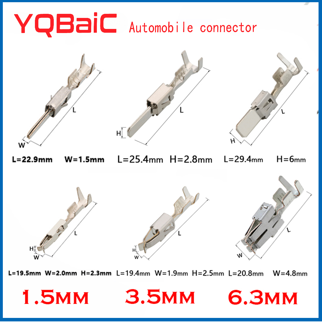 50 ชิ้น 1.5 3.5 6.3 MM ยานยนต์ CRIMP Terminals ชายหรือหญิง CRIMP Wire Terminal Pin สําหรับสายไฟรถยนต