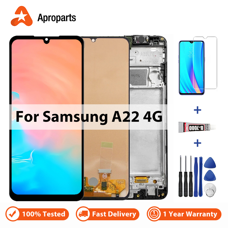 ทดสอบ 100% สําหรับ Samsung Galaxy A22 4G A225 A225F จอแสดงผล LCD Touch Screen Digitizer Assembly เปล