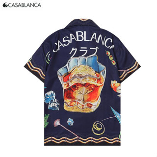 Casablanc เสื้อเชิ้ต แขนสั้น ผ้าฝ้าย พิมพ์ลาย มีสไตล์ สําหรับทุกเพศ