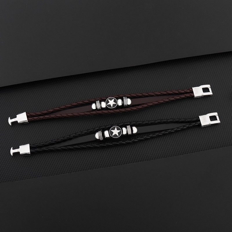 [Z H Jewelry] วินเทจ ร็อคสตาร์ หมุดย้ํา หนัง สร้อยข้อมือ ผู้ชายและผู้หญิง แฟชั่น สเตนเลส หลายชั้น ลูกปัด PU สร้อยข้อมือ พังก์ ปาร์ตี้ เครื่องประดับ อุปกรณ์เสริม