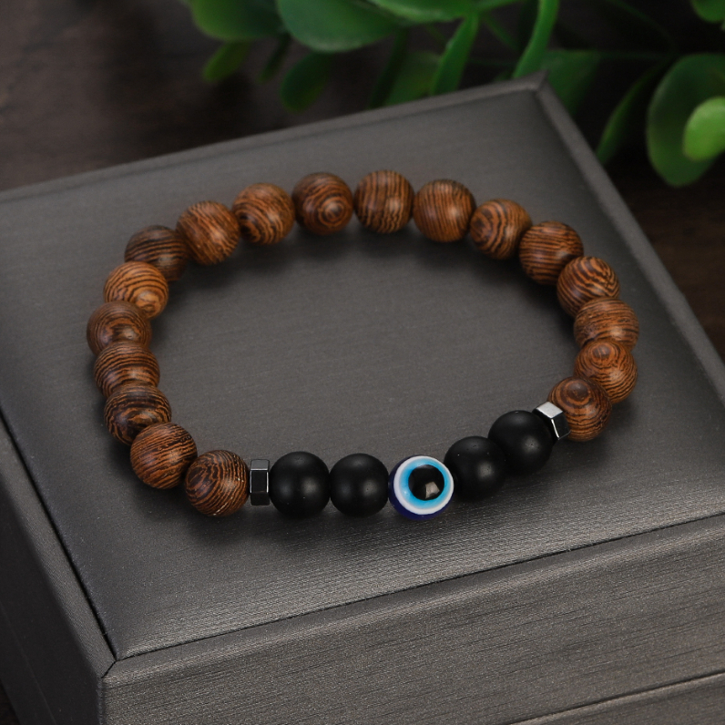 สร้อยข้อมือลูกปัดไม้ธรรมชาติ หินเทอร์ควอยซ์ สีฟ้า 8 มม. นําโชค เครื่องประดับ ของขวัญ สําหรับผู้ชาย และผู้หญิง 2023