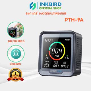 Inkbird PTH-9A 6 in 1 เครื่องวัดอุณหภูมิความชื้น CO2 PM2.5 AQI พร้อมไฟแบ็คไลท์แจ้งเตือน ℃/℉