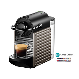 Nespresso C61 เครื่องชงกาแฟแคปซูลอัตโนมัติ แบบเต็ม Pixie C61 แบบพกพา ด้ามจับตามหลักสรีรศาสตร์ ฟรีแคปซูลกาแฟ สีแดง สีเทา